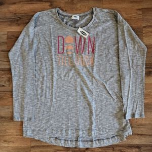 ❗️NWT❗️Women's Long Sleeve Lounge Graphic Tee Carbon Stripe Size Small